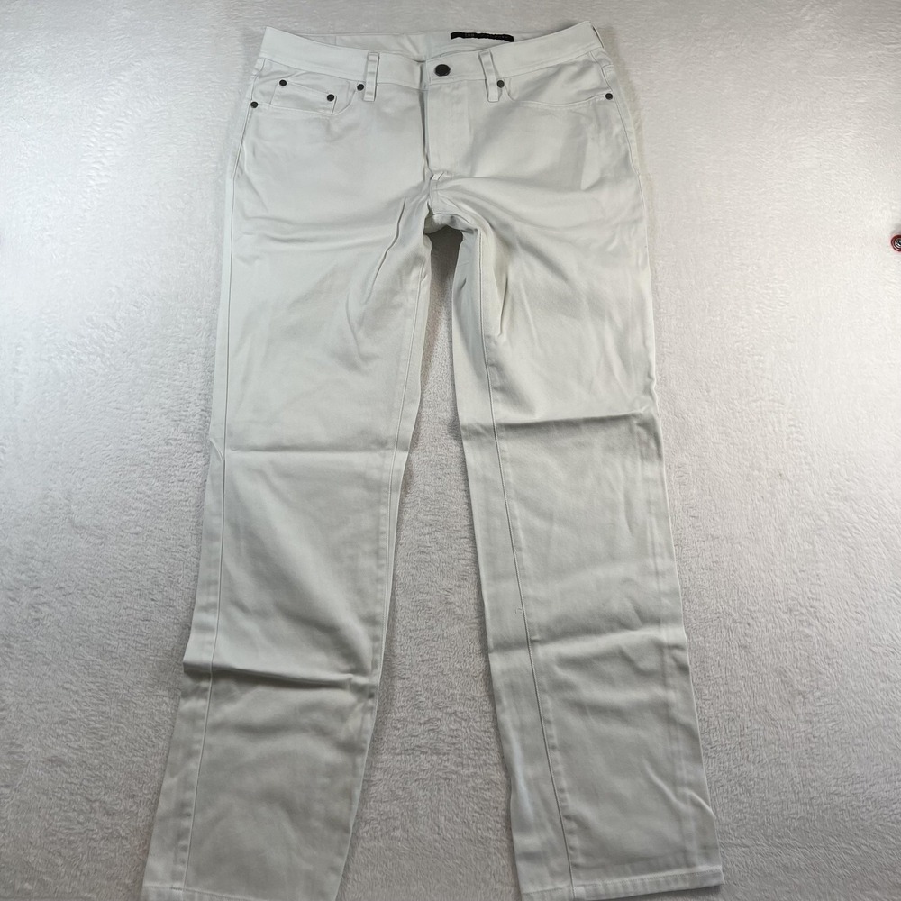 J. Hilburn EBadrina Jeans Mens 35x31 White Slim Straight Stretch Denim Pants